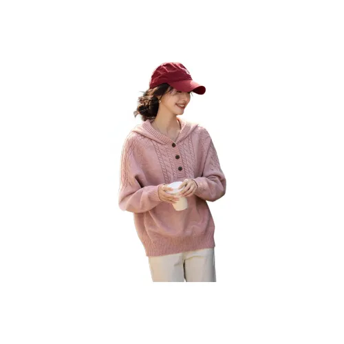 Mo Han Yi Mei Knitwear Women's Leather Pink