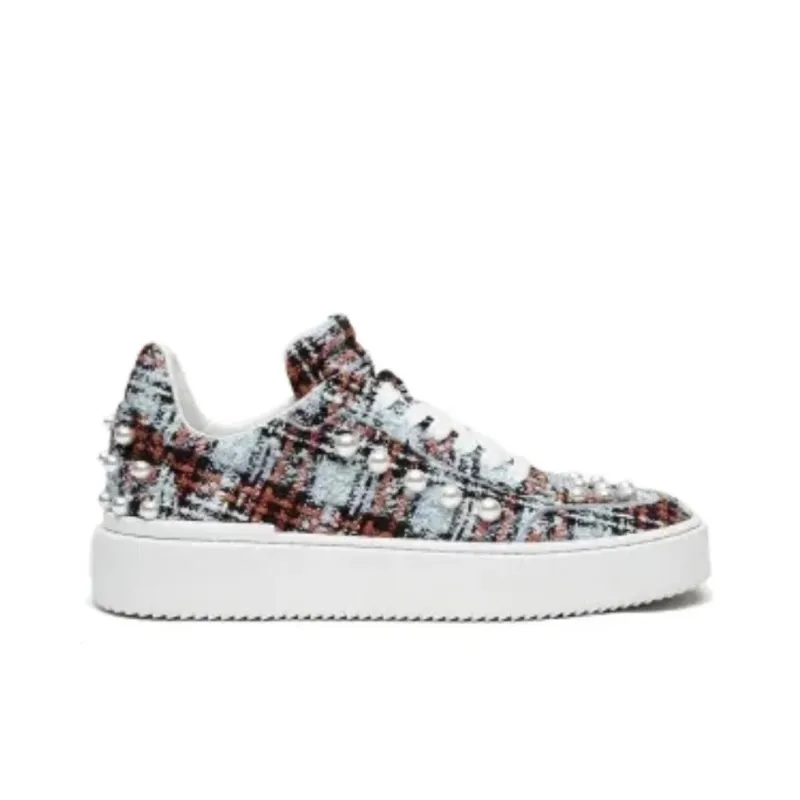 Stuart Weitzman Skateboard Shoes Women's Low-Top Blue Red-1