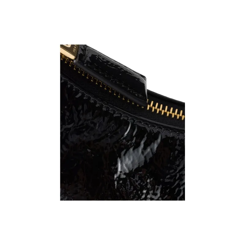 PRADA Patent Leather Handbag Shoulder Bag Unisex Black-4