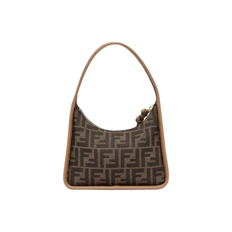 FENDI Polyester With Cotton Crescent Bag Shoulder Bag Handbag Mini Women's Brown-4