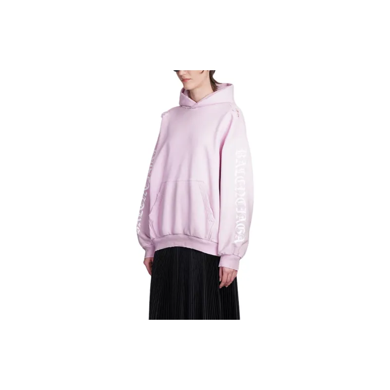 Balenciaga Logo Printed Distressed Hoodie-4