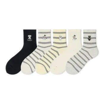 COTTON CHEESE Mid Calf Socks Unisex 5 Pack