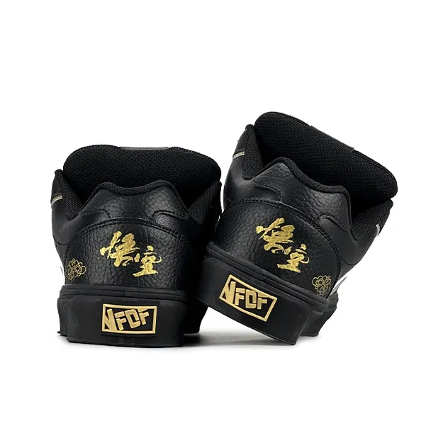 VFDF Puffy Shoes Anti Slip And Wear Resistant Breathable Low Top Skateboard Shoes Unisex Black Gold-4