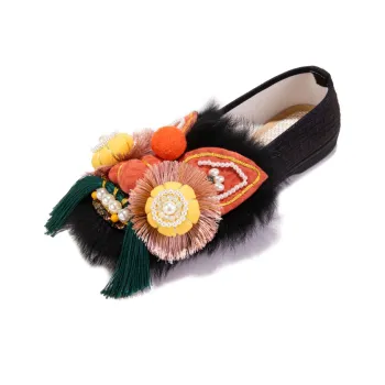 Dance Embroidery Casual Single Shoes Women's Shuyan Unlined Black