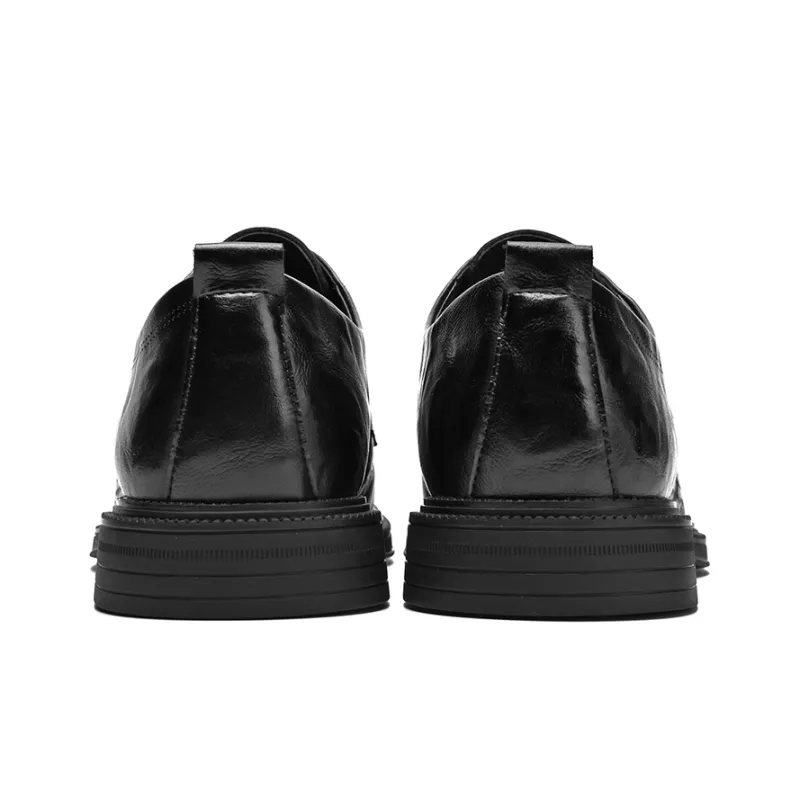 HLA Dress Shoes Men Low Top Black-22