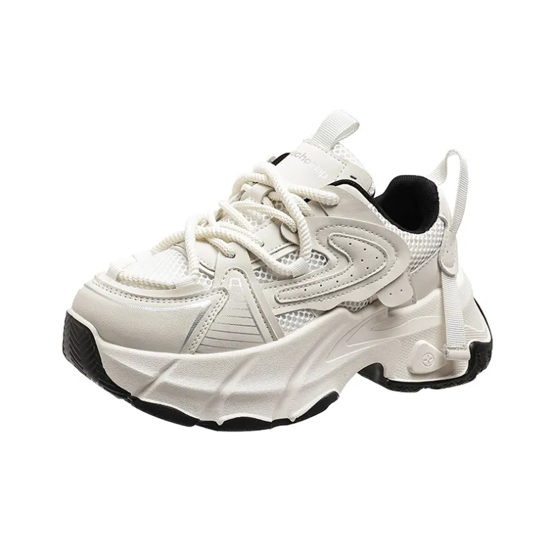 EEueeczs Athletic Shoes Anti Slip And Wear Resistant Breathable Low Top Chunky Sneakers Women's Beige-0