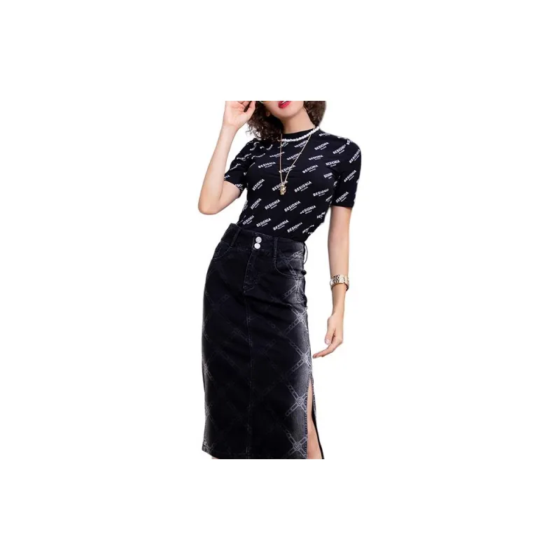 BESIONIA T Shirt Women's Black White-1