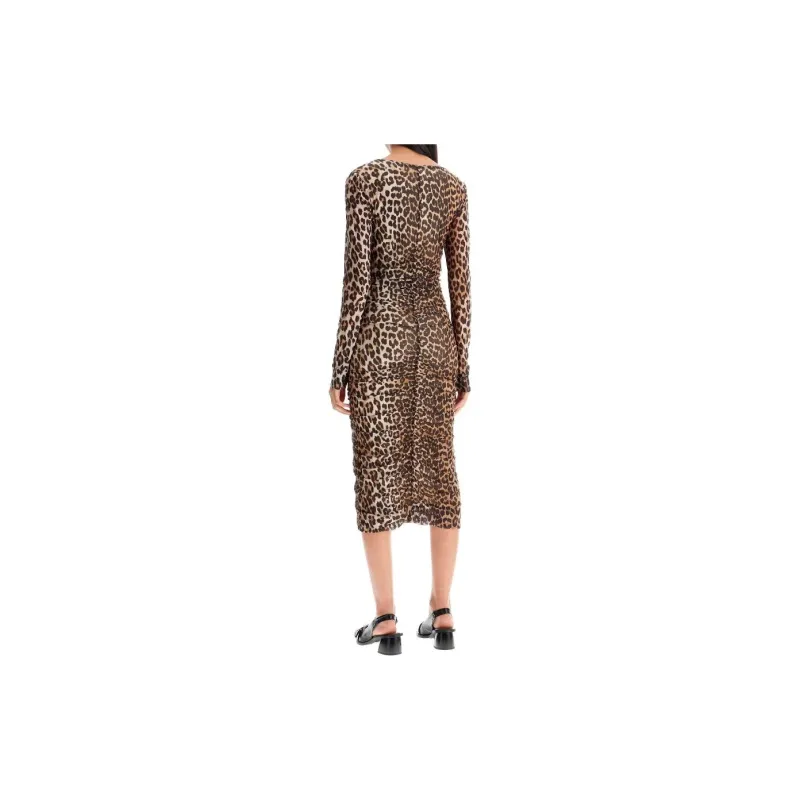 GANNI Leopard Printed Midi Dress-2