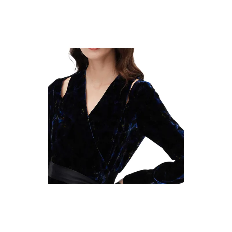 DVF Diane Von Furstenberg SS23 Long-Sleeved Dresses Women's Blue Black-6