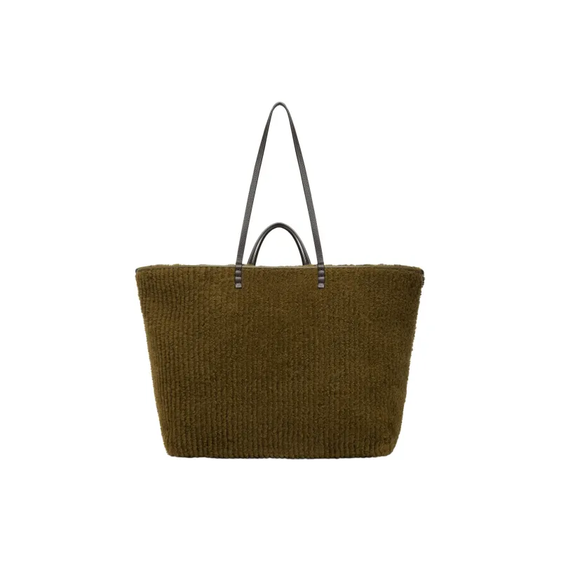 FENDI Sheep Fur One Shoulder Handbags Large Size Women's Green-1