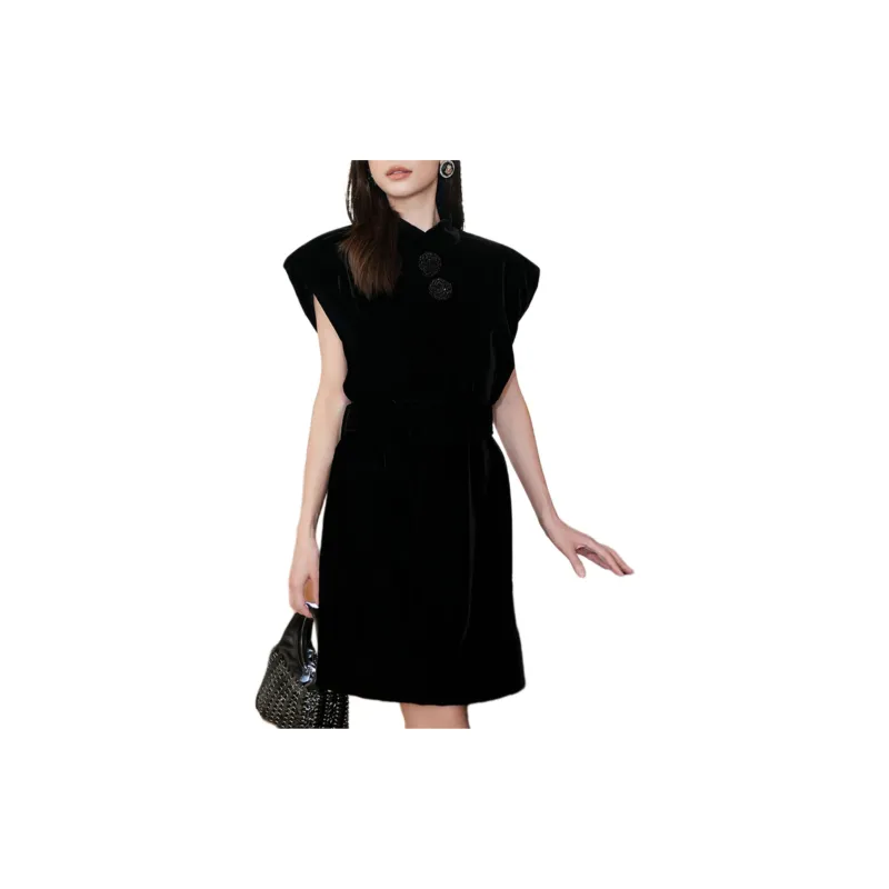 BESIONIA FW24 Short Sleeved Dresses Women's Black-1
