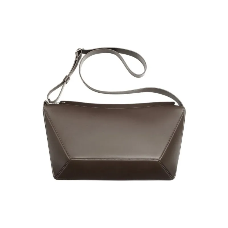 ZARA Cow Leather Shoulder Bag Crossbody Bag Men's Brown/Black-0
