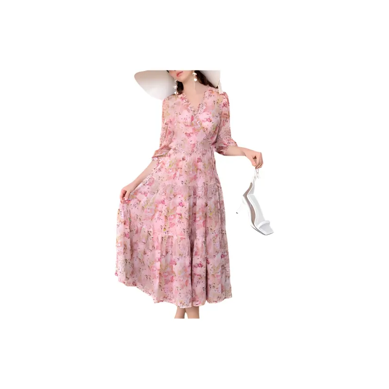 BESIONIA SS23 Short Sleeved Dresses Women's Pink Floral-3