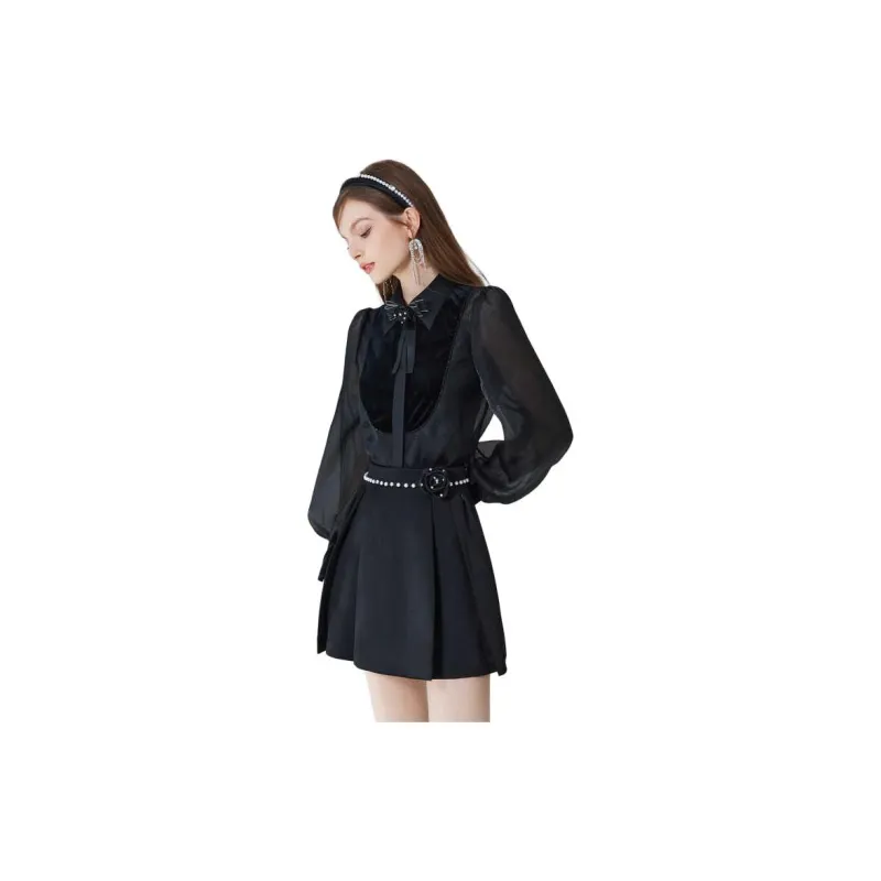 AIVEI Long Sleeved Dress Women's Black-2