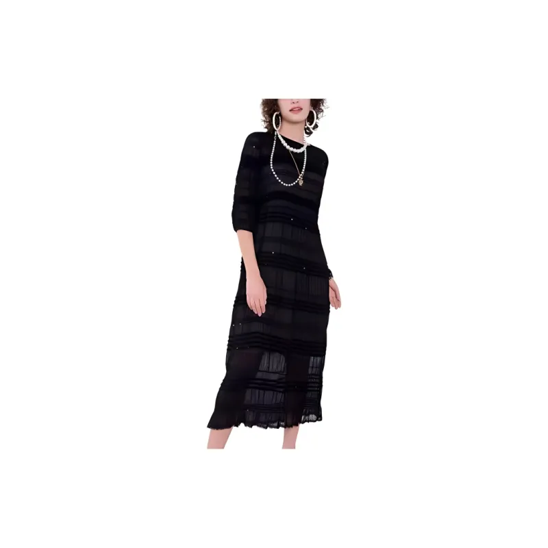 BESIONIA SS23 Short Sleeved Dresses Women's Black-2