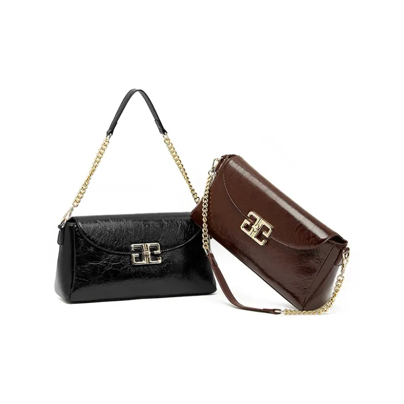 Carnival Keep Top Grain Cow Leather Shoulder Bag Crossbody Bag Handbags Small Square Bag Regular Women's Black/Coffee-1