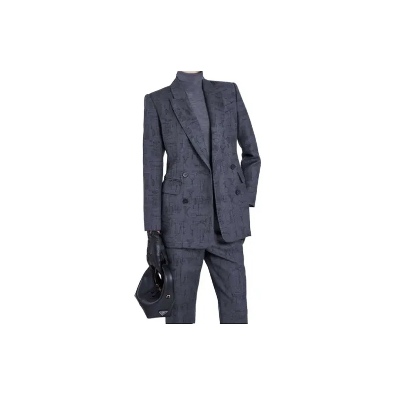 BESIONIA FW23 Suit Trouser Women's Gray Floral Pattern-4