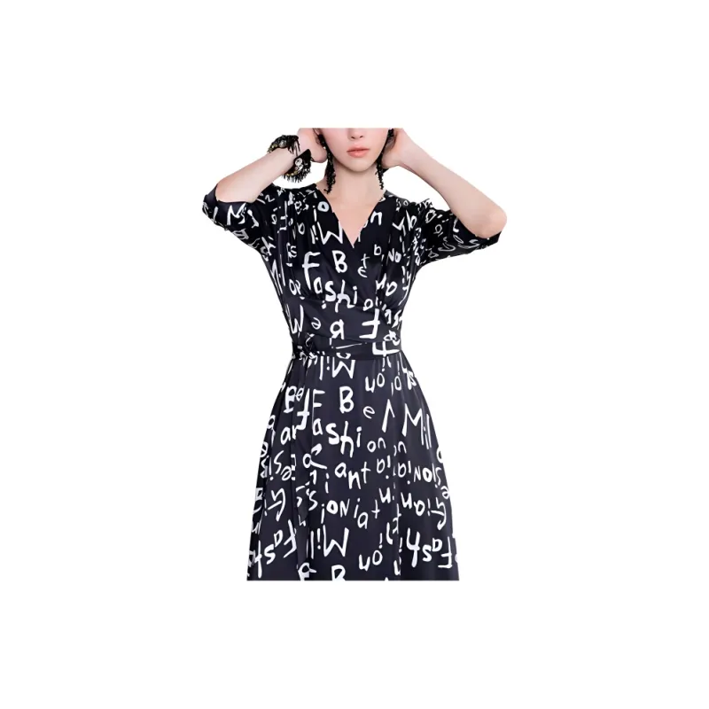 BESIONIA SS23 Short Sleeved Dress Women's Black White-3
