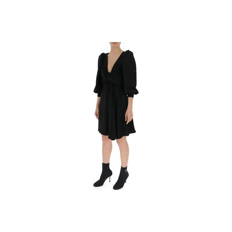 CELINE Knot Detailed V Neck MIni Dress-3