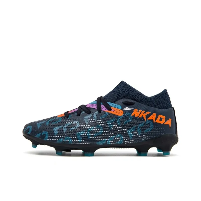 Kuding Soccer Shoes Unisex Mid Top White Orange Red/Deep Blue Orange/Black Gold-3