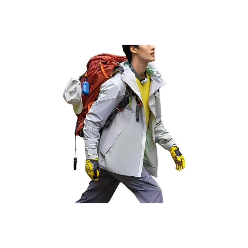 HOKA ONE ONE Water-Resistant Windproof Breathable Windbreaker Jacket Women's White/Gray Green-1
