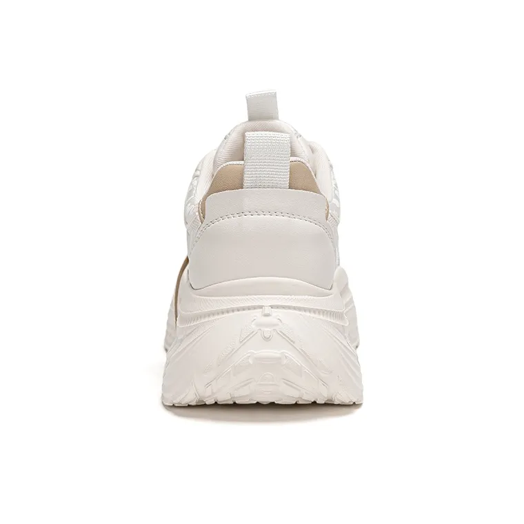 EXULL Q Anti Slip Wear Resistant Low Top Chunky Sneakers Women's Beige-3