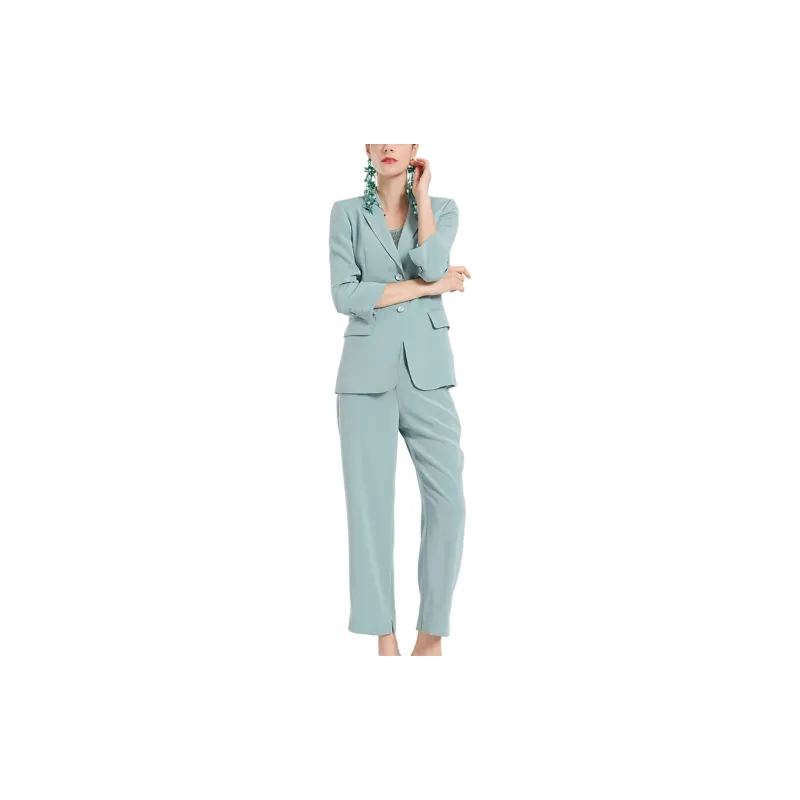 BESIONIA SS24 Business Suits Coats Women's Light Blue-1