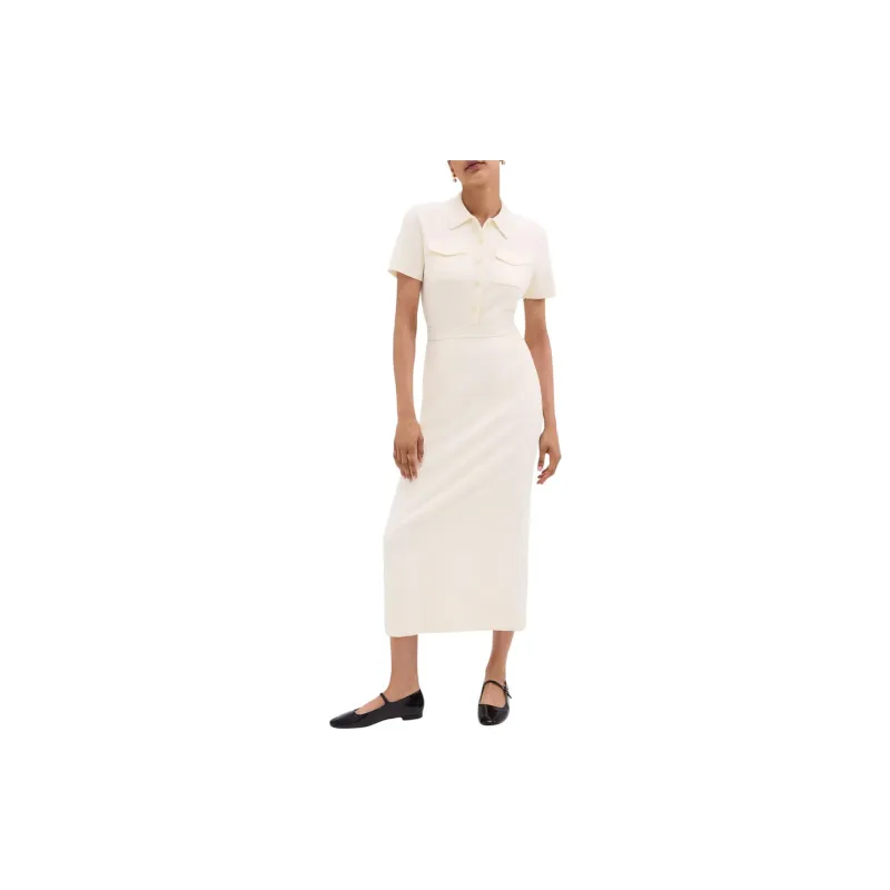 THEORY Admiral Crepe Military Midi Dress-1