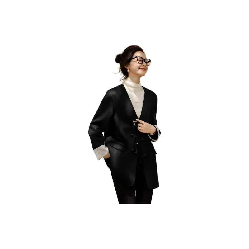 Mo Han Yi Mei Coats Women's Black-1