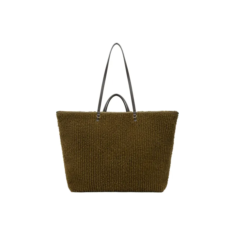 FENDI Sheep Fur One Shoulder Handbags Large Size Women's Green-3