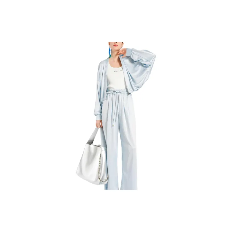 BESIONIA SS24 Cropped Coats Women's Light Blue-1