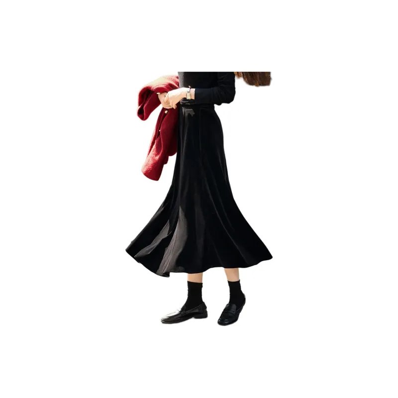Mo Han Yi Mei Casual Long Skirt Women's Black-1