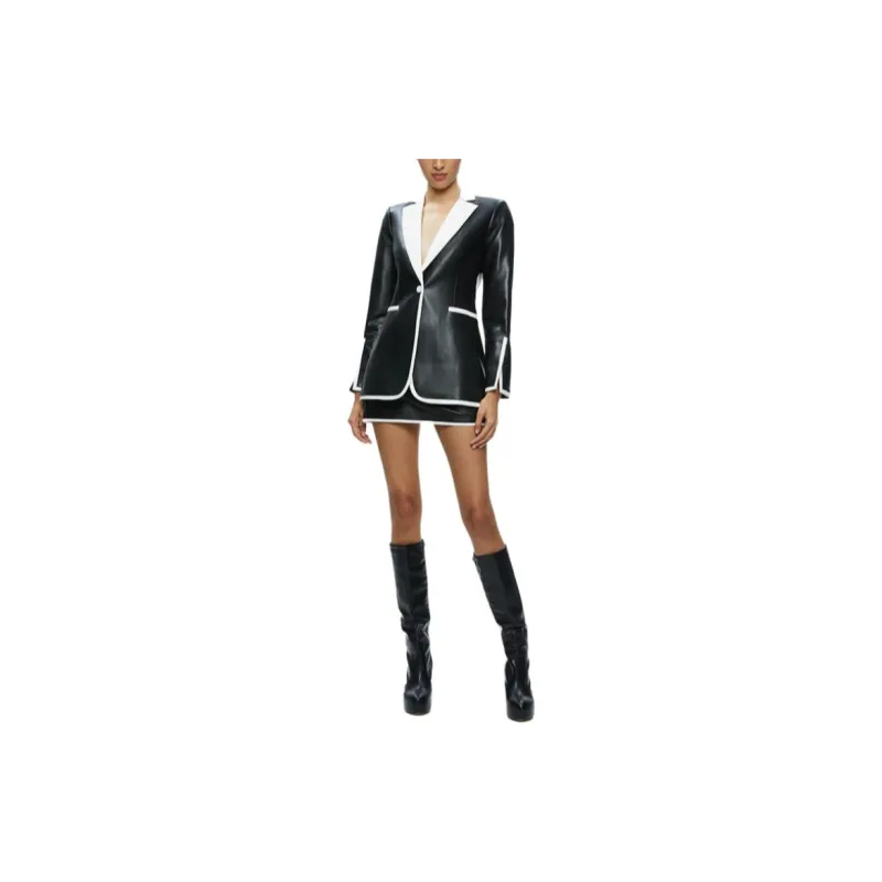 ALICE+OLIVIA Breann Faux-leather Blazer-1