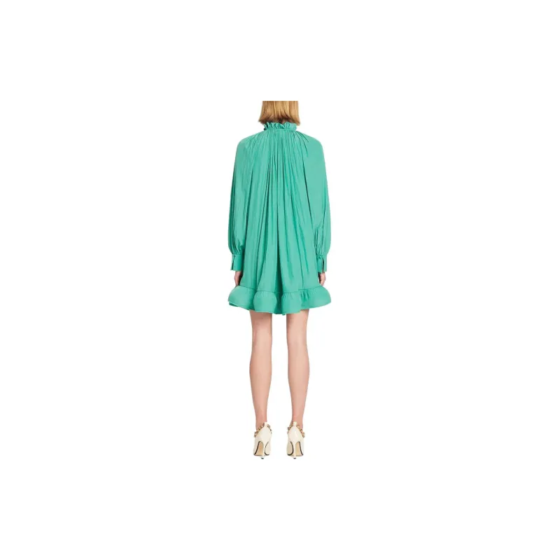 Lanvin Charmeuse Ruffle Detailed Mini Dress-3