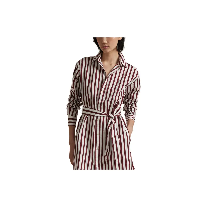 Polo Ralph Lauren Long-Sleeved Dresses Women's Red White-2
