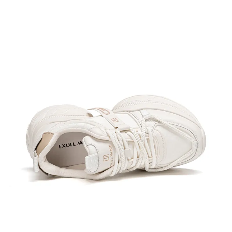EXULL Q Anti Slip Wear Resistant Low Top Chunky Sneakers Women's Beige-2