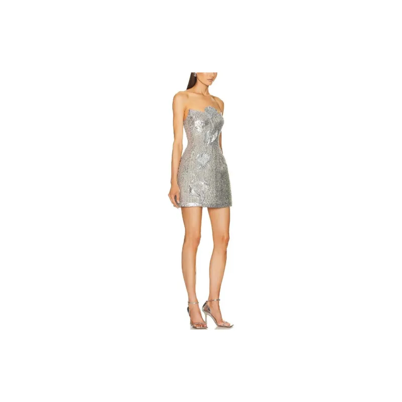 OSCAR DE LA RENTA Sleeveless Dress Women's Silver-4