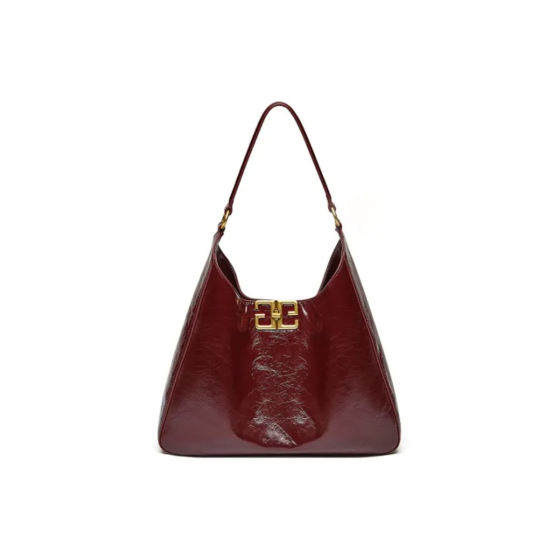 Carnival Keep Cow Leather Tote Handbag Crossbody Bag Medium Size Women's Light Coffee/Black/Burgundy-9