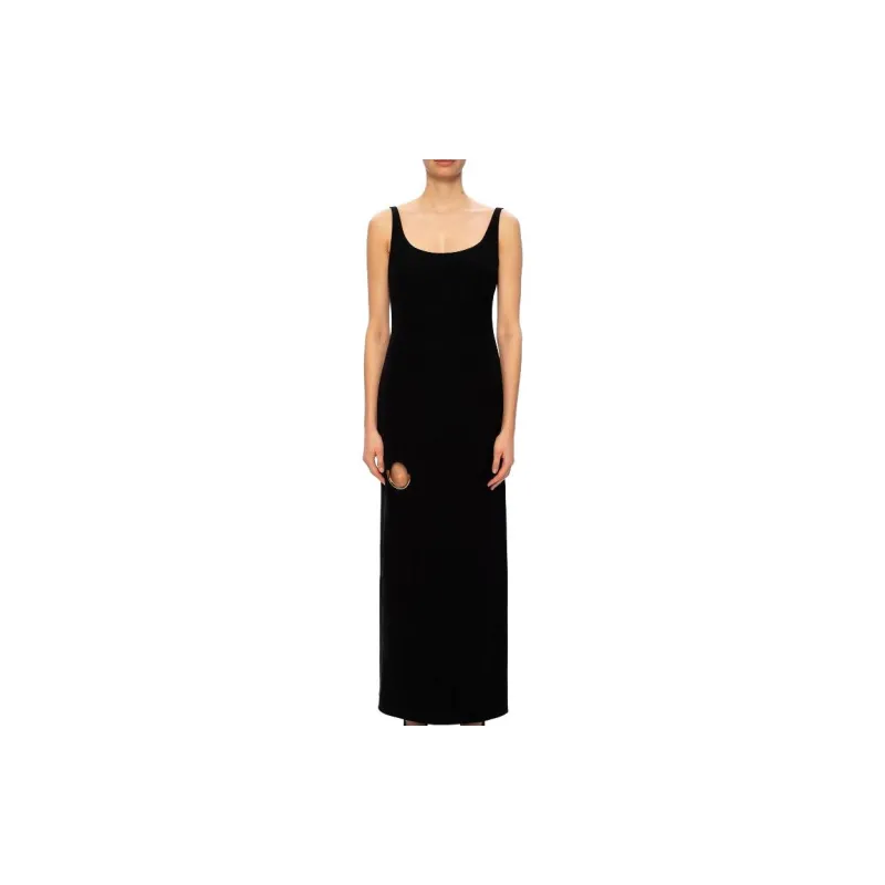 VERSACE Ring Cutout Sleeveless Maxi Dress Black-2
