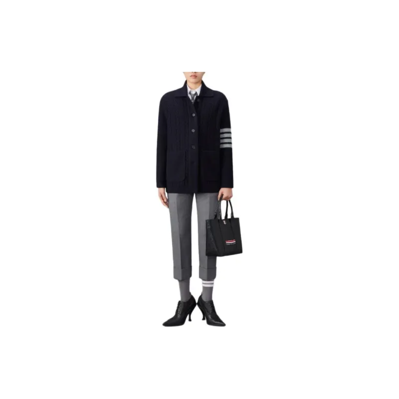 THOM BROWNE 4 Bar Button Up Cardigan-1