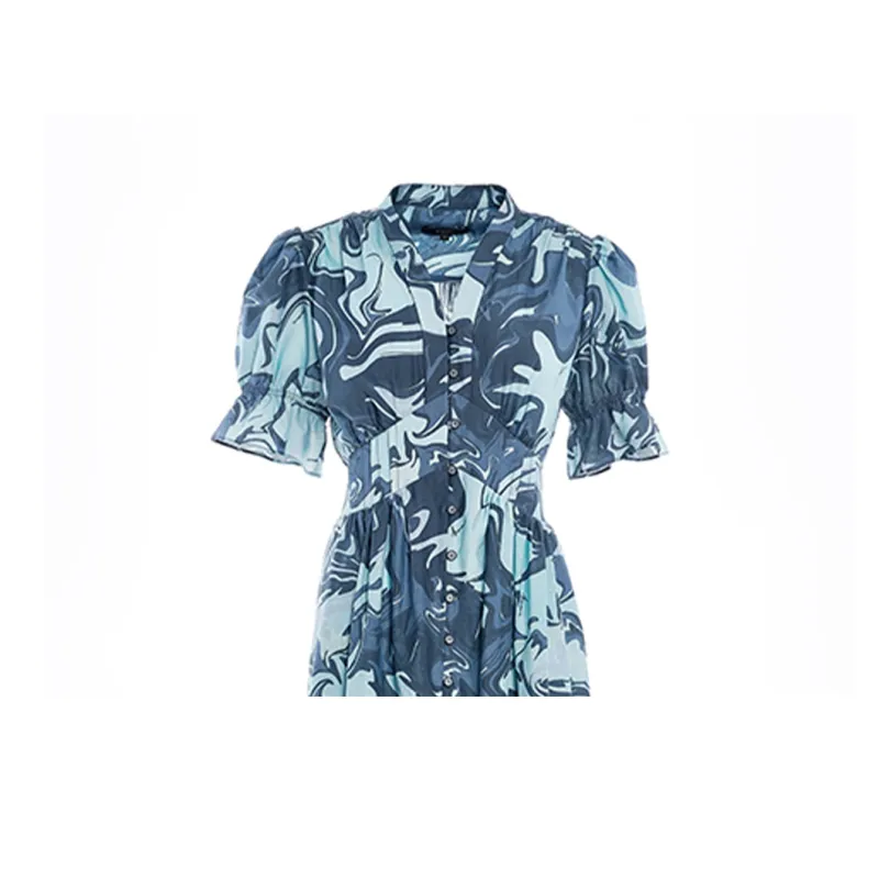 BESIONIA SS24 Short Sleeved Dresses Women's Blue-5