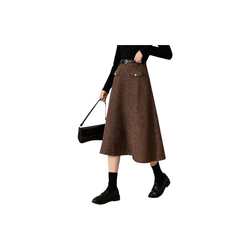 Mo Han Yi Mei Casual Long Skirts Women's Dark Coffee-1
