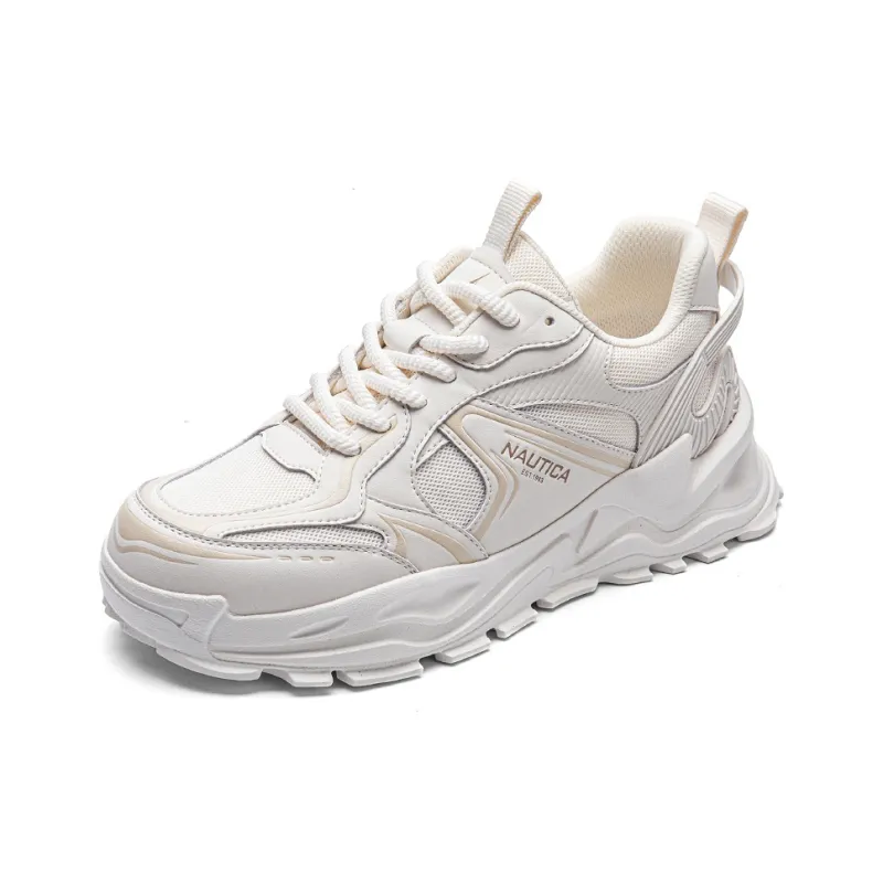 NAUTICA Anti Slip And Wear Resistant Height Increasing Low Top Chunky Sneakers Men's Beige-1