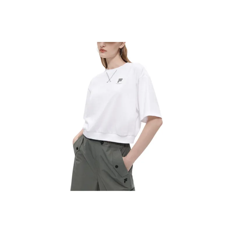 FILA FUSION Crop Tops Women's White-2