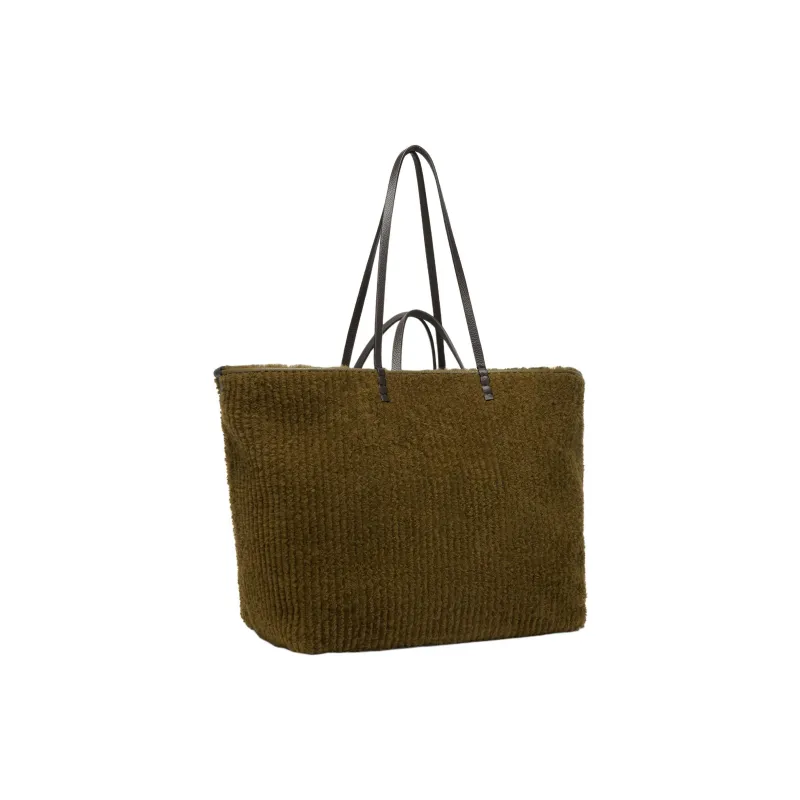 FENDI Sheep Fur One Shoulder Handbags Large Size Women's Green-2