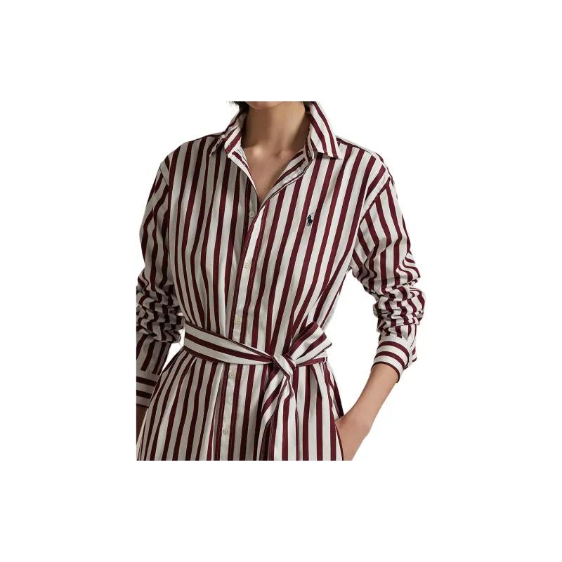 Polo Ralph Lauren Long-Sleeved Dresses Women's Red White-3
