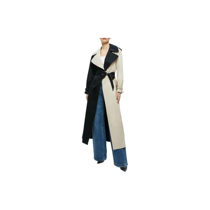 ALICE+OLIVIA FW24 NEVADA Trench Coat Women's Black White-2