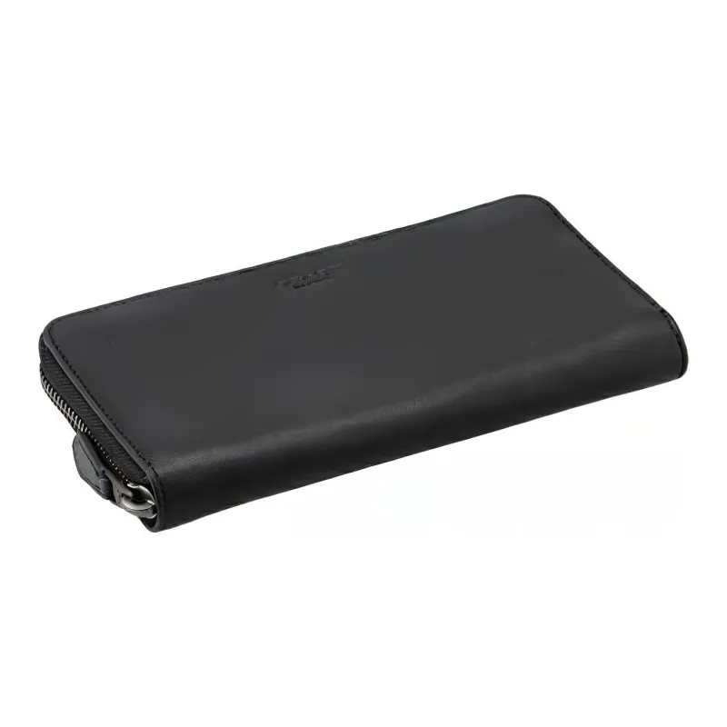 COACH Accordion Wallet Calfskin Trunk Bag Clutch Wallet Card Holder Medium Size Men's Black-3