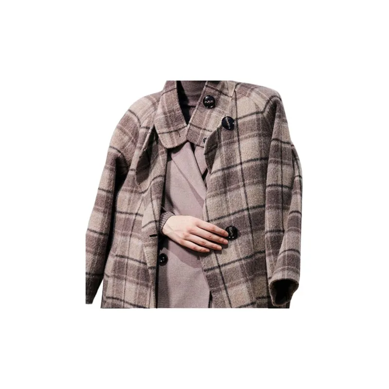BESIONIA FW23 Coats Women's Brown Plaid-4