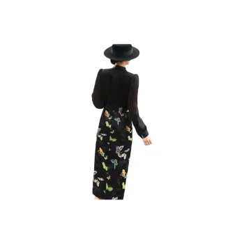 LANSEER Long-Sleeved Dresses Women's Black